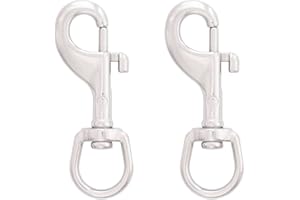 SHONAN.SYSTEMS SHONAN 2.75 Inch Swivel Eye Snap Hook, 2 Pack Marine Grade Scuba Bolt Snap, Single Ended Stainless Steel Flag Clips Swivel Snaps for Scuba Diving, Flag Pole Rope, Dog Leash, Camera Strap
