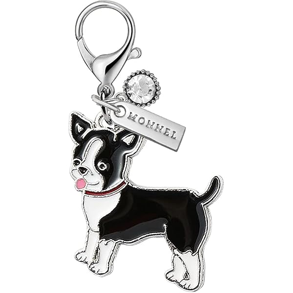 YINYA Boston Terrier Dog Keychain - Enamel Zinc Alloy Cute Pet Lover Gift For Women
