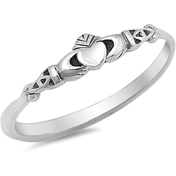 Bague Claddagh Argent 925 - Symbole Amour Loyauté Amitié - Cœur Plaqué Or Jaune/rose - Avec Ou Sans Nœud Celtique - Boîte Cadeau - 9