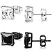 ORAZIO Black Silver Earrings for Men,Stainless Steel Cubic Zirconia Earrings 20G Mens Earrings Hypoallergenic CZ Earrings Studs Trendy Square Earring Studs Set 4-8MM,CZ 4MM