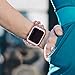 Falandi Apple Watch Band 38mm, Glittering Diamond Metal Rose Gold Case with Handmade Elastic Stretch Bracelet Fashion Women Girls Rhinestone Replacement Strap for iWatch Series 3/2 / 1(M, Pink-38mm)