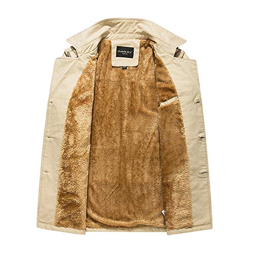 Black Friday Shirts For Men GOVOW Button Up Shirts For Men Winter Sale Thermal Leather Jacket Top Coat(US:14/CN:XXXL,Khaki) - Thumbnail 3
