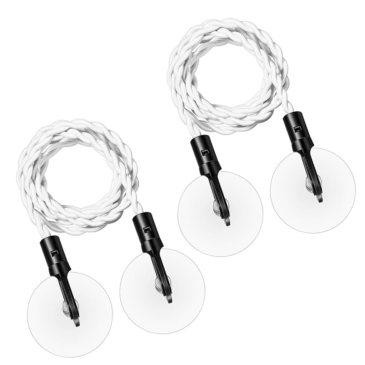 WANGCL 2 Piece Portable Retractable Clothesline with Hooks and Suction Cups Camping Accessories for Outdoor and Indoor Hotel Use (White)