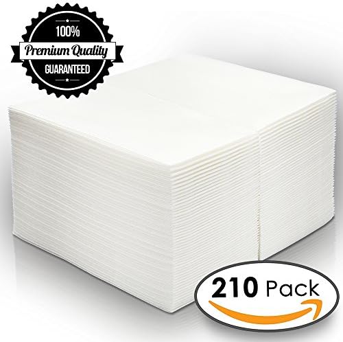 The Host Brand Disposable Cloth Like Napkins | Linen Feel Guest Towels | Airlaid Paper Napkins | White | 12" x 17" | 210 Count (210)