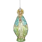 Saint Virgin Mary Savior Mother of Jesus Christmas Tree Glass Ornament