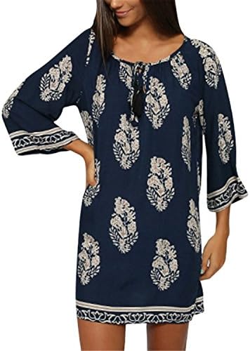 LeNG Floral Print Chiffon Dress Of Color 2017 Three Quarter Women Summer Beach Dresses Printed Womens Tunic Top Hot Black XL