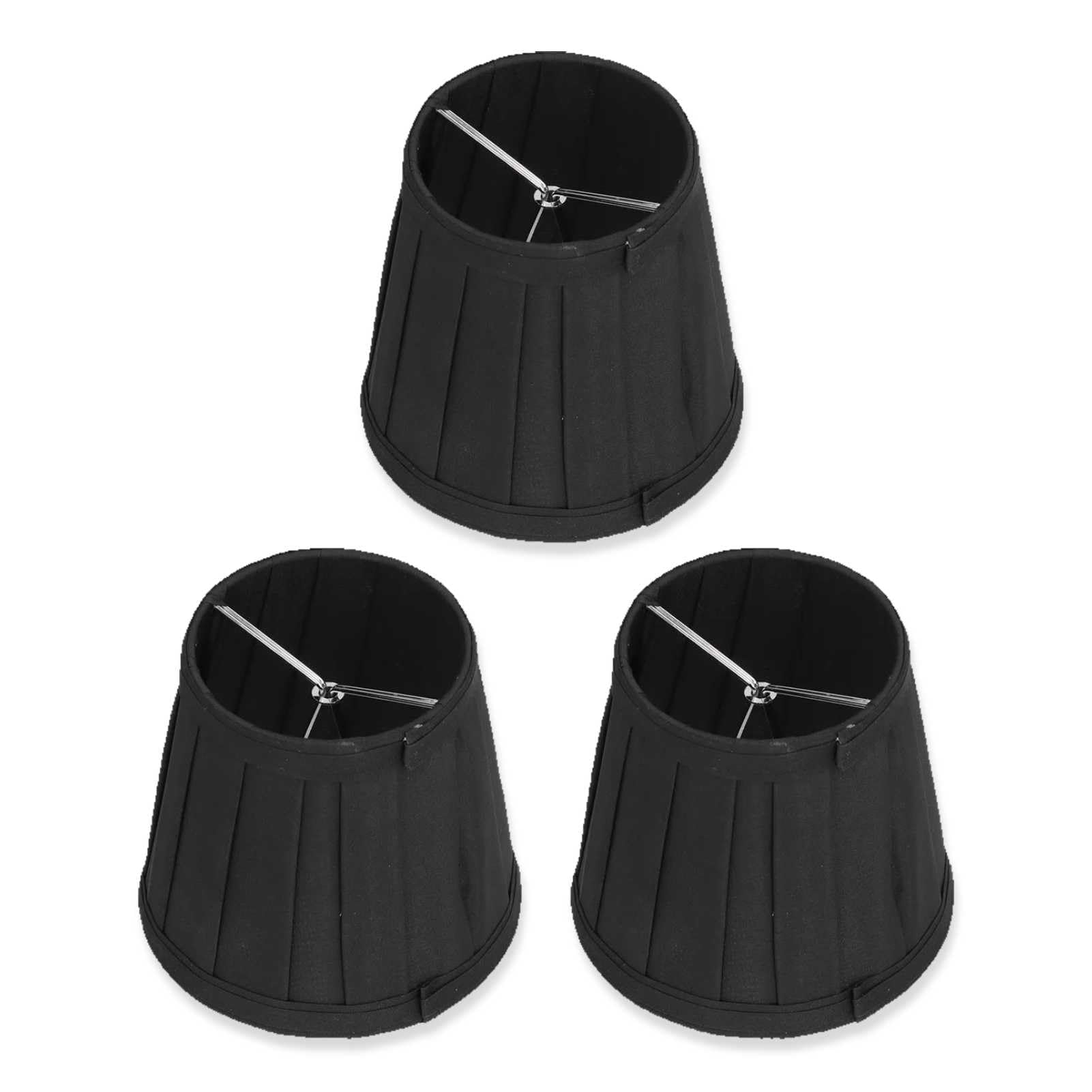 HERCHR 3Pcs Black Fabric Lampshades, Modern Round Drum Light Shades, 4.7x4.3x3.3in Clip-on for E14 Chandelier, Upright Wall & Table Lamps