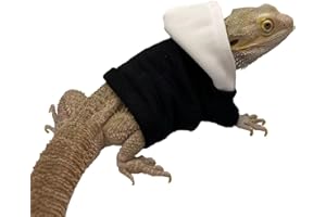 HAICHEN TEC Lizard Clothes for Bearded Dragons Reptile Apparel Handmade Cotton Material Hoodies Sweater T-Shirt for Skin Protection Photo Party for Lizard bearded dragon Crested Gecko Chameleon (Black, Large)
