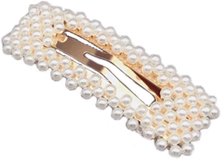 Lovinda Girl Women Ins Style Pearl Hair Clip Square Barrettes Hair Bow Hair Clamp Hairpin Hairdressing Tool Hair Accessory for Lady Birthday Gift