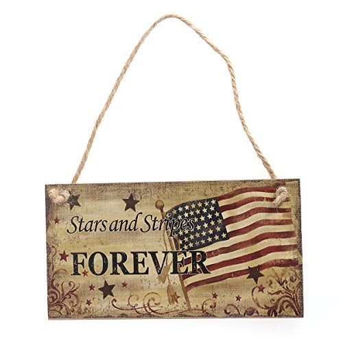 Tinksky Fourth of July Party Stars and Stripes FOREVER Hanging Sign Decoration Fiberboard for Independence Day Party Decorations