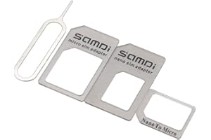 Samdi Sim Card Adapter Kit Includs Nano Sim Adapter / Micro Sim Adapter / Needle / Storage Sheet( Sim Card Holder ) ,Easy To Use And Storage Without Losing Them