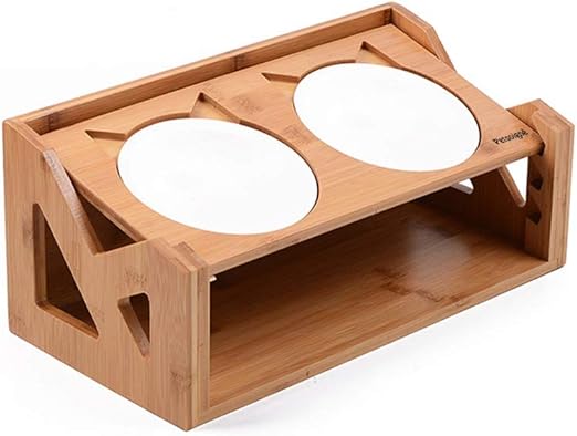 Petsoigne Haute Gamelle Pour Chat Et Chiot Bol Incline Pour Chat Et Chien Avec Support En Bois 2 Bols Hauteur Reglable Amazon Fr Animalerie