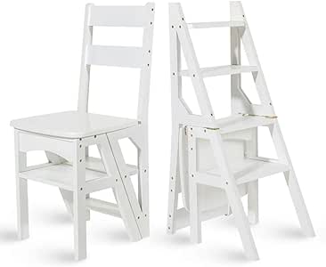 LADDER Taburete, Taburete de Escalera Multifuncional en Madera