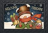Briarwood Lane Welcome Friends Snowman Christmas Doormat Primitive Indoor Outdoor 18