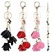 Funbase PU Rose Flower Tassel Keychain Keyring Charm Handbag Purse Pendant
