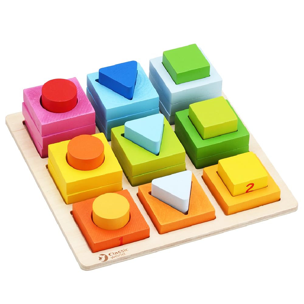 Classic World 3538 Geometric Houten Blokken, 28dlg