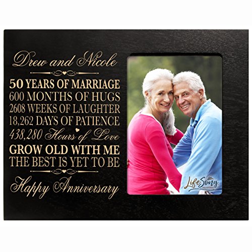 Personalized 50th Year Wedding Anniversary Gift for Couple Custom engraved Wedding Anniversary Gifts Frame Holds 1 4x6 Photo 8
