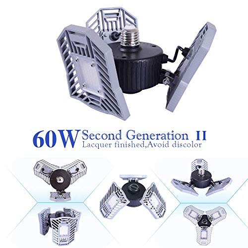 NATHOME LED Garage Lights,60W E26 Daylight 6000lm/LED Panels Adjustable Directional Garage Lighting,Indoor use for Led Shop Lights,Workshop Light,Garage Work Lights (Daylight,60W"Ordinary")