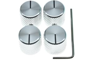 DOPRO 4pcs Aluminium Guitar/Bass Knobs Volume/Tone Control Knob 1/4" Metal Universal Potentiometer Pot Knobs with Set Screw and Indicator for Tele/Telecaster/P Bass Silver