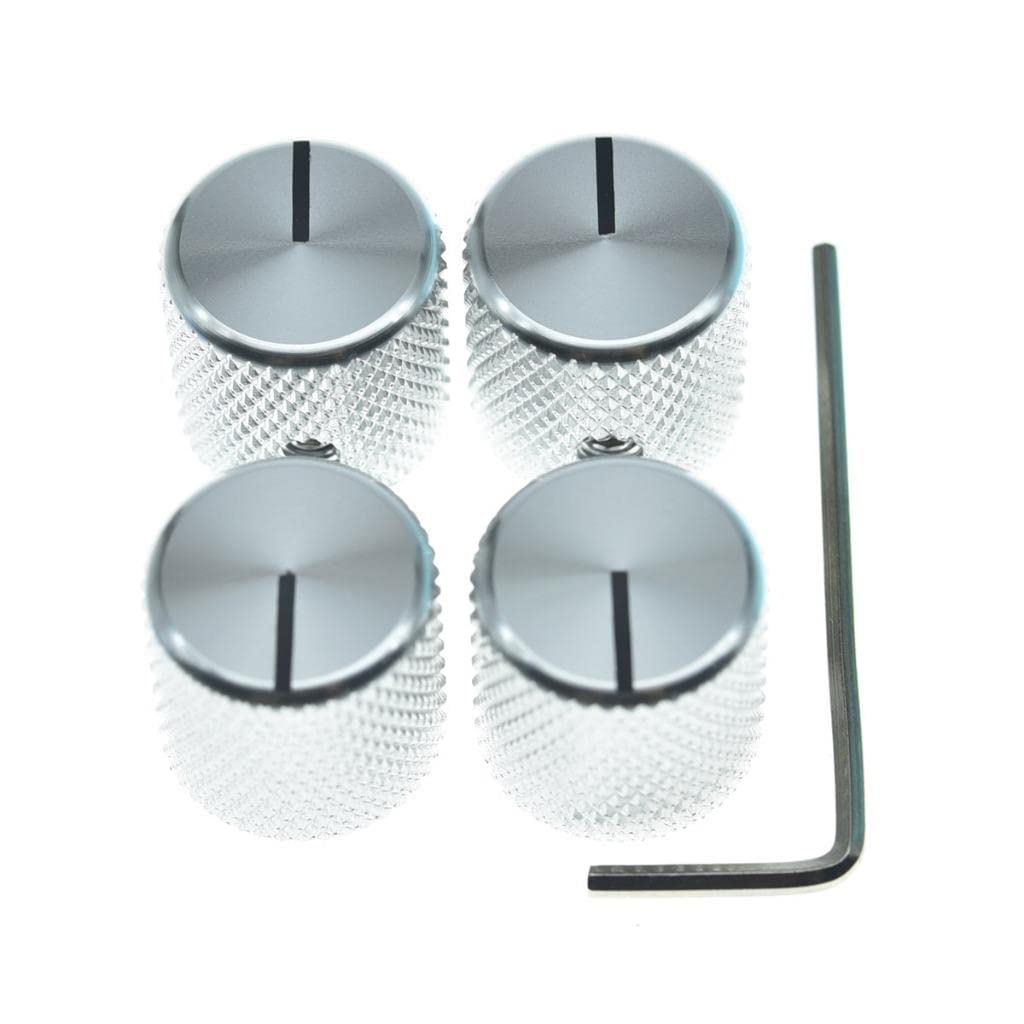4pcs Aluminium Guitar/Bass Knobs Volume/Tone Control Knob 1/4" Metal Universal Potentiometer Pot Knobs with Set Screw and Indicator
