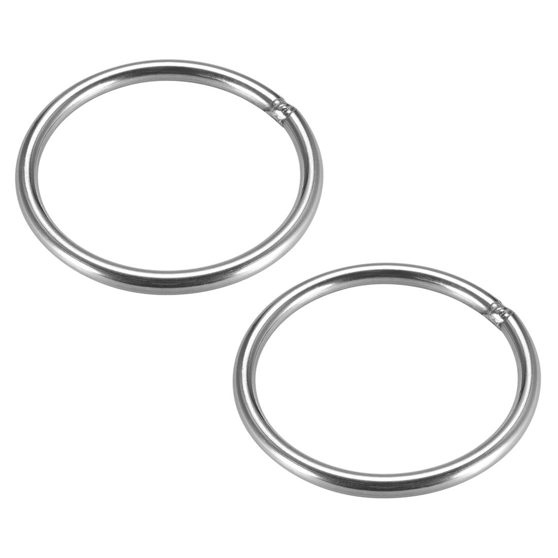 sourcing map 201 Stainless Steel O Ring 79mm(3.11") Outer Diameter 6mm Thickness Strapping Welded Round Rings 2pcs