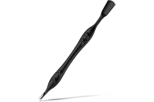 MBAIYO Cuticle Pusher with Trimmer, Dual-Ended Cuticle Trimmer Nail Care Tool Stainless Steel Cuticle Remover Tool with Fork for Manicures and Pedicures Nail Care Tools(Black)