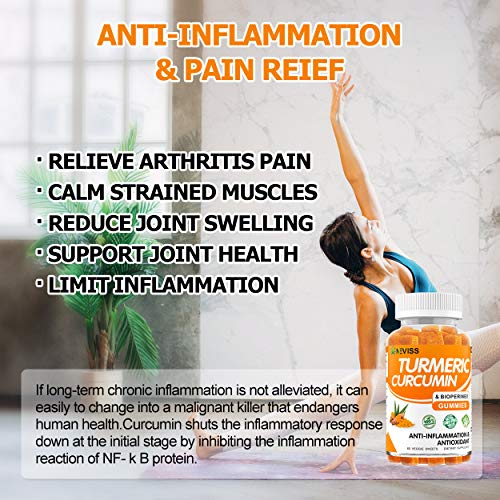 (2 Pack) Turmeric Curcumin Gummies with Bioperine Organic Anti