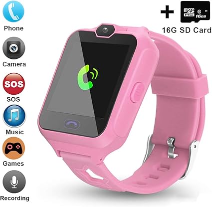 [Updated 2019 Version] Smart Watch for Kids Include [16GB Micro SD Card] Watch Phone with [Camera] [Games] [Alarm] [SOS Touch Screen] Nice Gift for ...