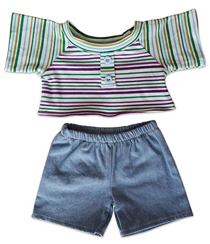 Boys Stripe Top with pants Outfit Teddy Bear Clothes Fits Most 14" - 18" Build-a-bear and Make Your Own Stuffed Animals