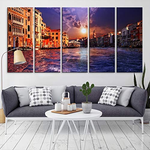 Venice Sunset Wall Art, Wall Art Venice Canal and Gondola