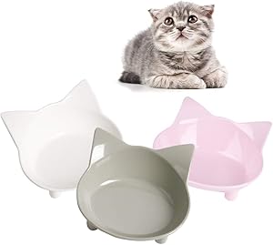 Cat Bowl Cat Food Bowls Non Slip dog Dish Pet Food Bowls Shallow Cat Water Bowl Cat Feeding Wide Bowls to Stress Relief of Whisker Fatigue Pet Bowl of Dogs Cats Rabbits Puppy(Safe Food-grade Material)