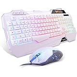 HAVIT Rainbow Backlit Wired Gaming Keyboard and Mouse Combo (White)