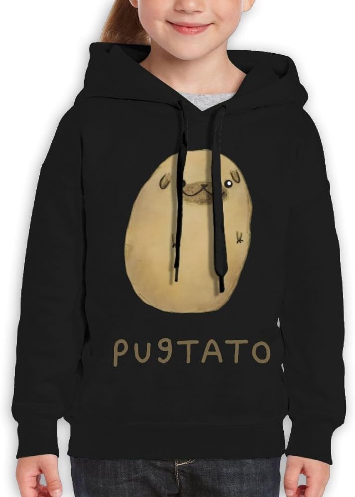 VIEOP Pug Nose Potato Pugtato Funny Youth Pullover Hood Girls Boys Hooded Sweatshirt Performance Hoodies