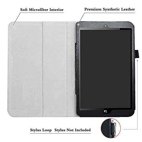 NuVision TM800W560L Case,Mama Mouth PU Leather Folio 2-folding Stand Cover for 8" 2016 Newest NuVision TM800W560L 8-inch Signature Edition Windows 10 Tablet,Black