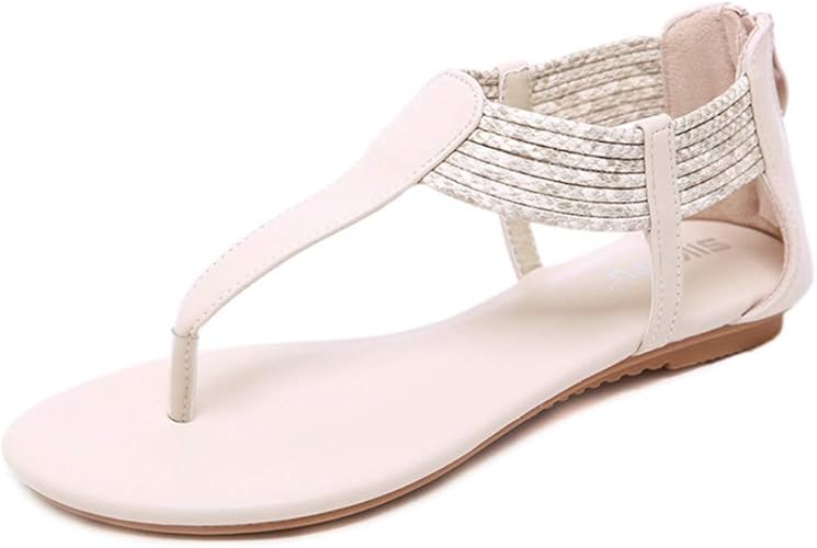 Amazon.com | ODOKAY Flip Flop Flat Sandals for Women Dress Sandals Zipper Woven Straps Bohemia 