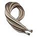 Moresoo I Tip Hair Extensions Human Hair Light Brown with Platinum Blonde Highlight I Tip Human Hair Extensions 16Inch 0.8G/S 50S