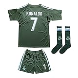 2016/2017 REAL MADRID #7 RONALDO KIDS BLUE SOCCER JERSEY & SHORTS YOUTH SIZES (8-9 YEARS)