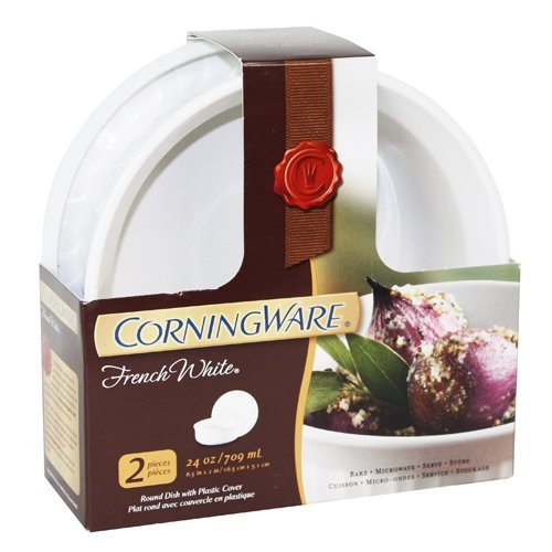 Click Here to See More Images Corningware, French White Covered Round Dish, 24 oz Capacity - 1 ea, 2 Pack