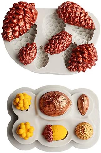 2 pieces of pine cone, nut silicone mold DIY fondant cake chocolate mold fondant dry pers, baking tools, kitchen accessories