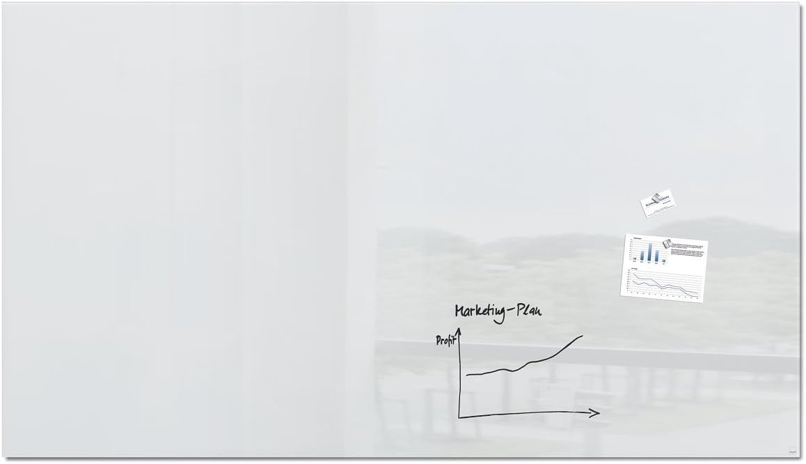 SIGEL GL235 Premium Glass magnetic Board / White Board, glossy surface, 240 x 120 cm, easy mounting, super White - Artverum