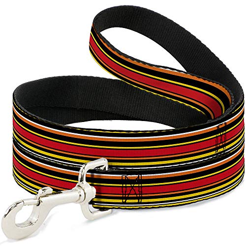 Dog Leash Fine Stripes Black Yellows Orange Red White 4 Feet Long 1.5 Inch Wide