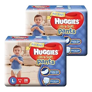 Huggies Ultra Soft Pants Diapers for Boys, Large (2 X Pack of 26)