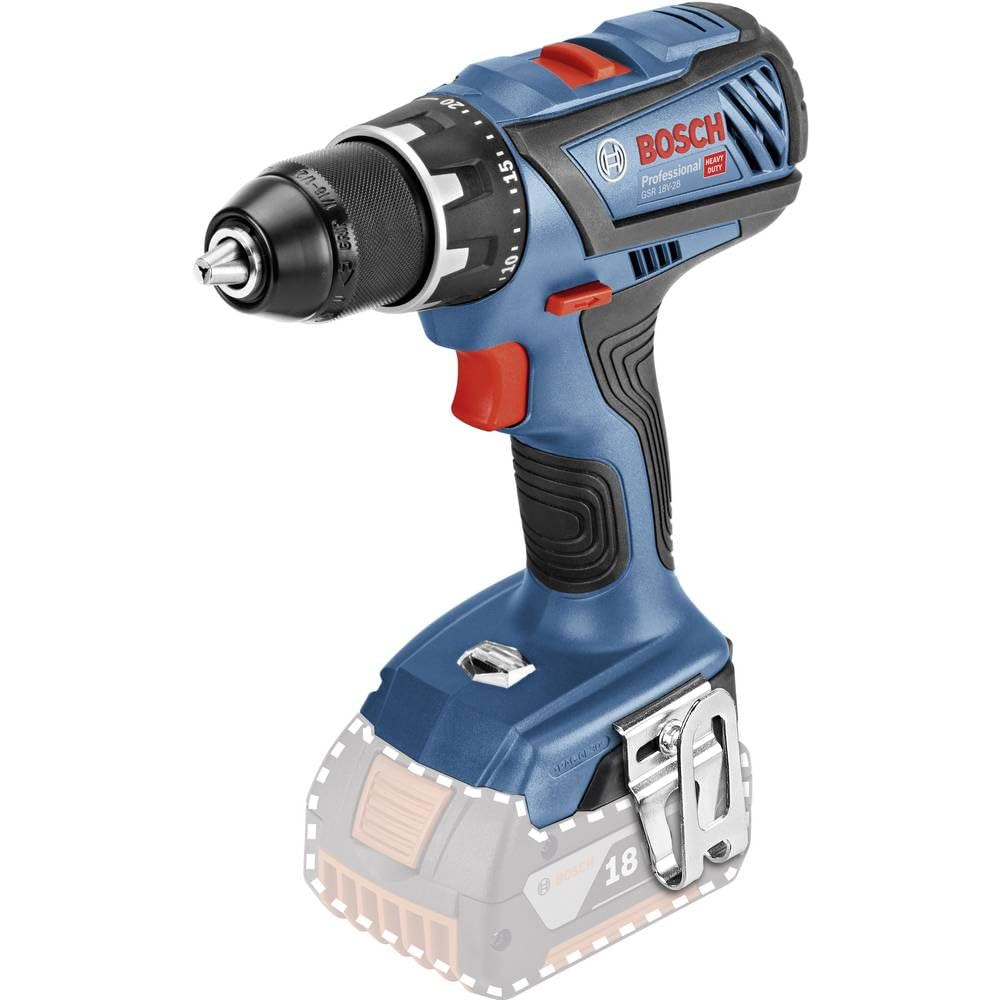 Bosch Professional 18V System Cordless Drill Driver GSR 18V-28 (max. torque (soft/hard): 28/63 Nm, without battery/charger)