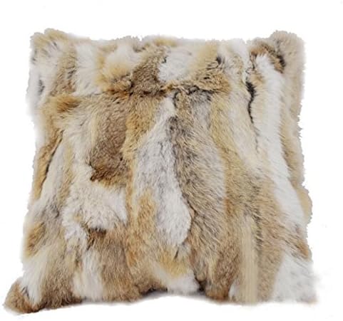 Real Natural Rabbit Fur Cushion Pillow Decorative Bedding (BROWN)