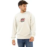 HUGO Script Stack Logo Crewneck Sweatshirt, natural cream, L