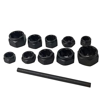 11pcs Broken Bolt Nut Screw Remover Extractor Removal Set Wheel Lock Nut Removal Socket Tool Black 9 19mm Amazon In Home Kitchen