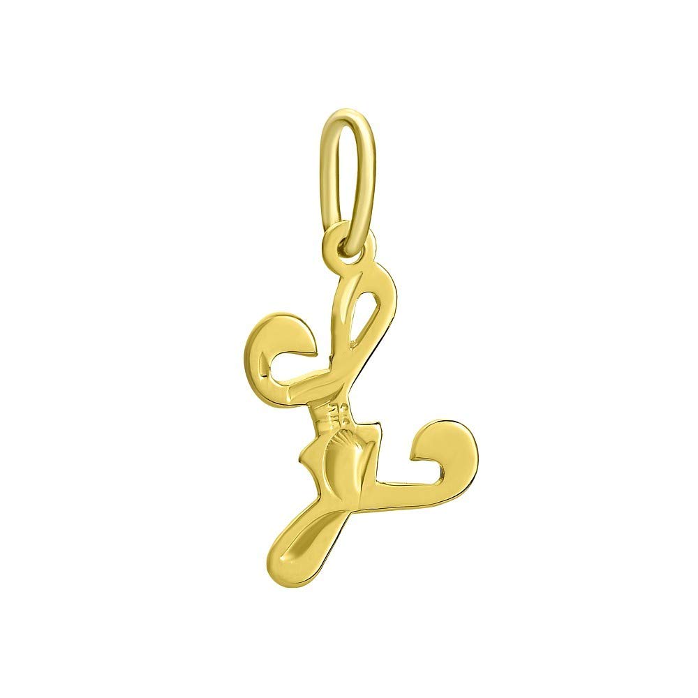 SILVEGO - SILVEGOBG10289L - Unisex 14ct Yellow Gold Pendant Letter L