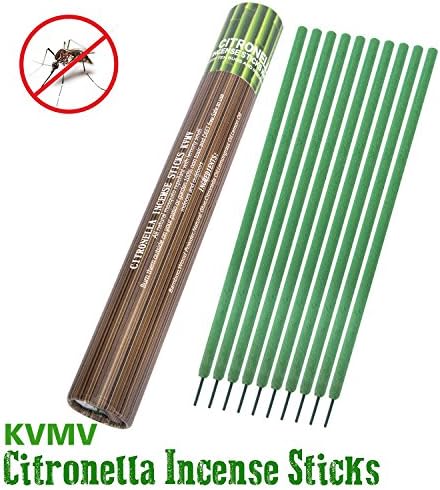 KVMV All-natural Mosquito Repellent Incense Sticks with 2.0 - 3.0 Hour Burn Time. - Bamboo Infused with Citronella, Lemongrass &amp; Rosemary - 12 Per Tube