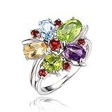 JewelryPalace Women's 3ct Blue Topaz Flower Cocktail Engagement Ring 925 Sterling Silver