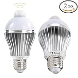 iThird E26 5W LED Motion Sensor Light Bulbs PIR Infrared Motion Detection Light Daylight Indoor/Outdoor Lighting Lamp for Porch Hallway Attic Garage 2 Pack